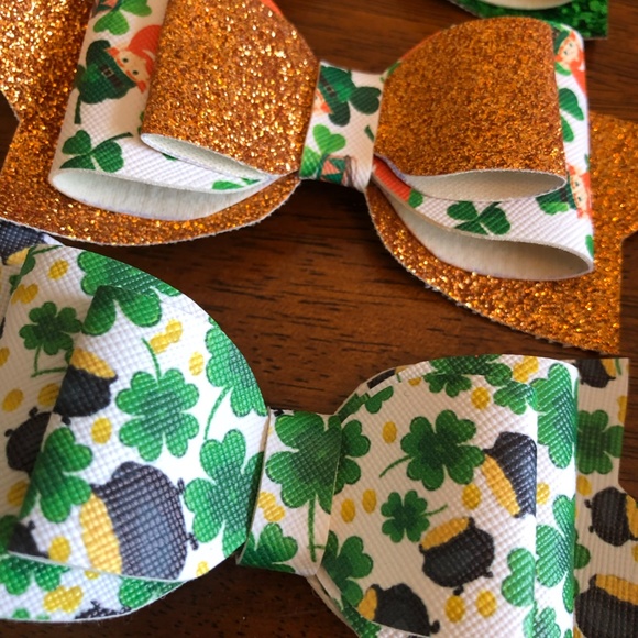St. Patricks Day Irish Bow Set ~ 4 Pieces - Picture 2 of 7